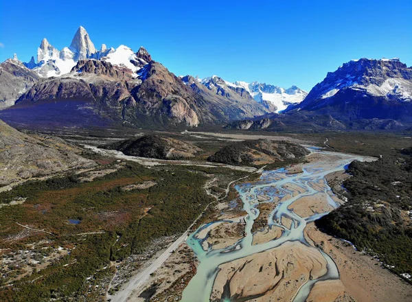 Patagonia Montagne Vista Paesaggio Dall Alto — Foto Stock