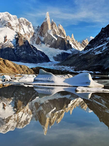 Cerro Torre Geweldige Bergen Patagonië Argentinië Stockfoto