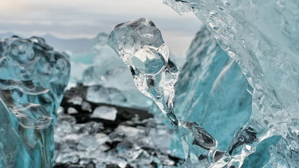 Icebergs Cristal Gelo Islândia — Fotografia de Stock