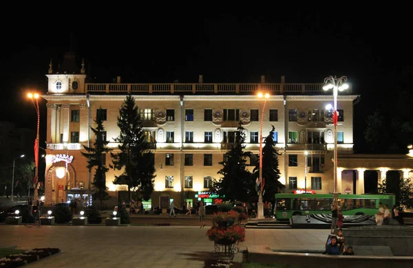 Hlavní Město Běloruské Republiky Město Minsk Independence Avenue Noční Pohled — Stock fotografie