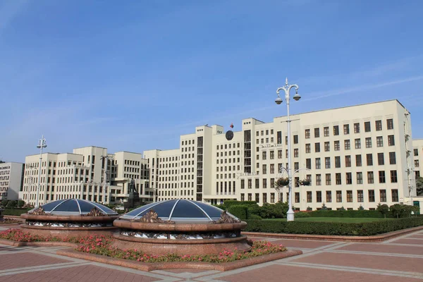 Capitale Della Repubblica Belarus Minsk Città Piazza Dell Indipendenza Casa — Foto Stock