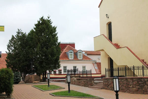 Stolica Republiki Białoruś Mińsk Trinity Przedmieście Różowy Niewielką Kwartału — Zdjęcie stockowe