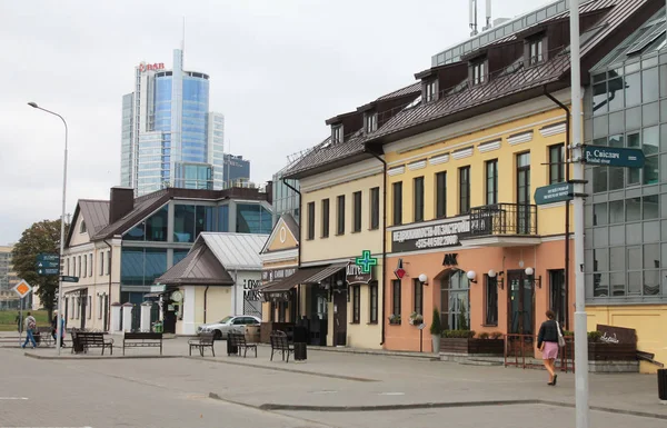 Die Hauptstadt Der Republik Weißrussland Ist Minsk Zybitskaya Street View — Stockfoto