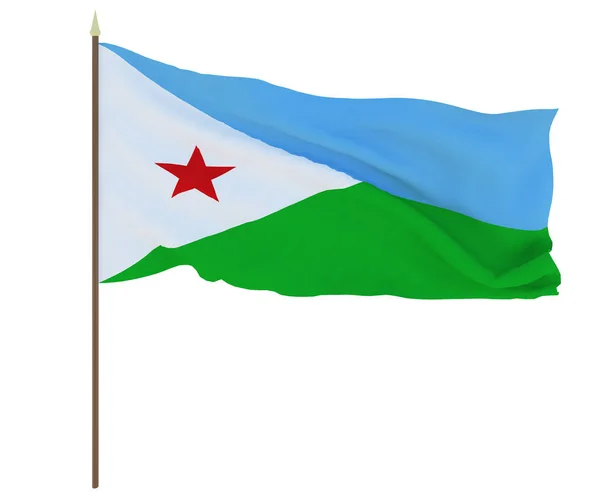 Nationale Vlag Van Djibouti Achtergrond Met Vlag Van Djibouti — Stockfoto