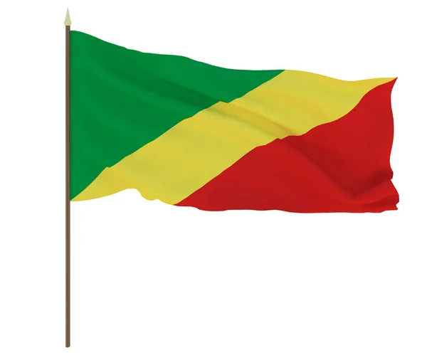 Bandera Nacional Congo Brazzaville Fondo Con Bandera Congo Brazzaville — Foto de Stock