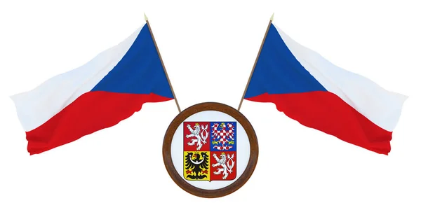 Nationalflagge Und Das Wappen Der Tschechischen Republik Hintergrund Für Redakteure — Stockfoto