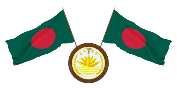 国旗和徽章孟加拉国 编辑和设计人员的背景 国庆节 — 图库照片