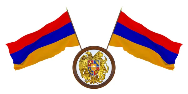 Nationalflagge Und Das Wappen Von Armenien Hintergrund Für Redakteure Und — Stockfoto