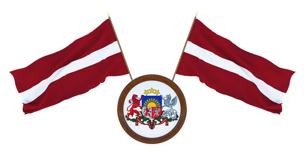Національний Прапор Герб Латвії Фон Редакторів Дизайнерів Національним Святом Ілюстрація — стокове фото