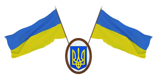 Nationalflagge Und Das Wappen Der Ukraine Hintergrund Für Redakteure Und — Stockfoto