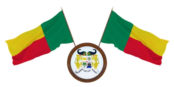 Státní Vlajka Znak Benin Pozadí Pro Editory Návrháře Státní Svátek — Stock fotografie
