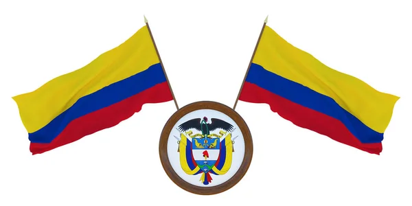 Національний Прапор Герб Колумбії Фон Редакторів Дизайнерів Національним Святом Ілюстрація — стокове фото