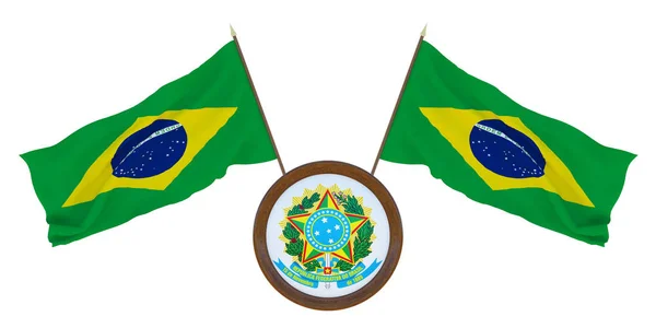 Nationale Vlag Het Wapen Van Brazilië Achtergrond Voor Editors Ontwerpers — Stockfoto