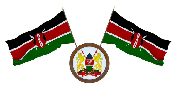 Flagga Och Vapen Kenya Bakgrunden För Redaktörer Och Formgivare Nationell — Stockfoto