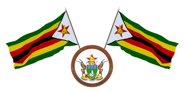 Státní Vlajka Znak Ilustrace Zimbabwe Pozadí Pro Editory Návrháře Státní — Stock fotografie