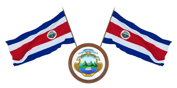 Nationalflagge Und Das Wappen Von Costa Rica Hintergrund Für Redakteure — Stockfoto