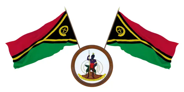 Bandera Nacional Escudo Armas Ilustración Vanuatu Antecedentes Para Editores Diseñadores —  Fotos de Stock