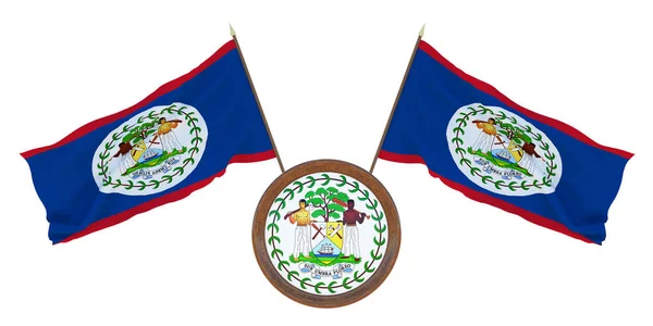 Flagga Och Vapensköld Illustration Belize Bakgrunden För Redaktörer Och Formgivare — Stockfoto