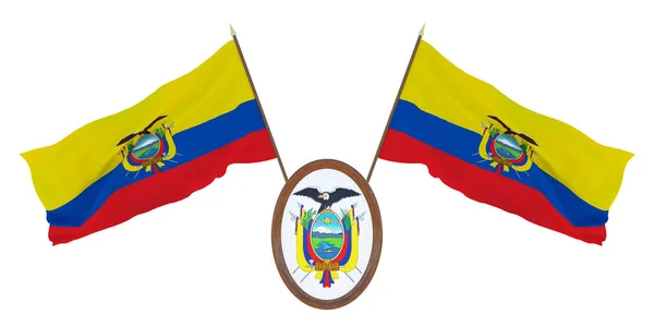 Nationalflagge Und Das Wappen Ecuadors Hintergrund Für Redakteure Und Designer — Stockfoto