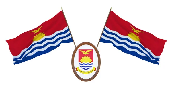 Nasjonalflagget Våpenskjoldet Illustrasjon Kiribati Bakgrunn Redaktører Designere Nasjonal Ferie – stockfoto