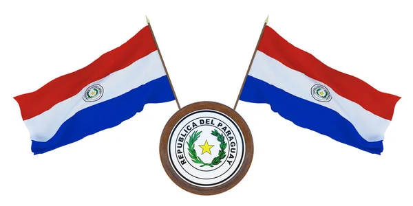Nationalflagge Und Das Wappen Paraguays Hintergrund Für Redakteure Und Designer — Stockfoto
