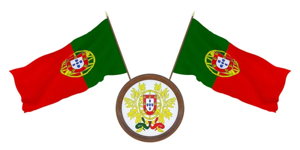 Flaga Godło Ilustracja Portugalii Tło Dla Projektantów Redaktorów Święto Narodowe — Zdjęcie stockowe