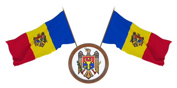 Nationale Vlag Het Wapen Illustratie Van Moldavië Achtergrond Voor Editors — Stockfoto