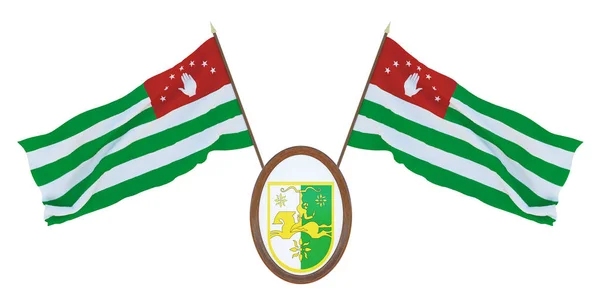 Bandeira Nacional Brasão Armas Ilustração Abcásia Antecedentes Para Editores Designers — Fotografia de Stock