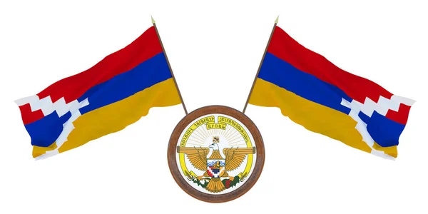 Bandeira Nacional Brasão Armas Ilustração Artsakh Antecedentes Para Editores Designers — Fotografia de Stock
