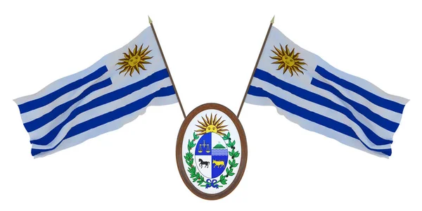 Bandera Nacional Escudo Armas Ilustración Uruguay Antecedentes Para Editores Diseñadores — Foto de Stock