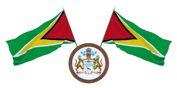 Bandera Nacional Escudo Armas Ilustración Guyana Antecedentes Para Editores Diseñadores — Foto de Stock