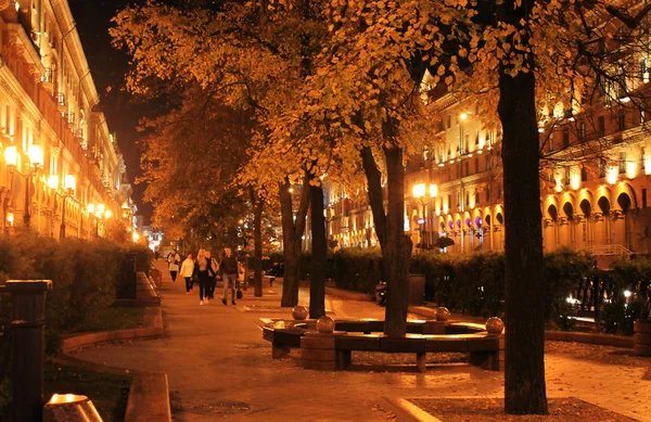 Capital República Belarús Minsk Ganadores Avenue Vista Nocturna — Foto de Stock