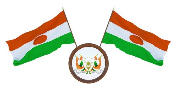 Bandera Nacional Escudo Armas Ilustración Níger Antecedentes Para Editores Diseñadores — Foto de Stock