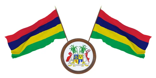 Nationalflagge Und Das Wappen Illustration Von Mauritius Hintergrund Für Redakteure — Stockfoto