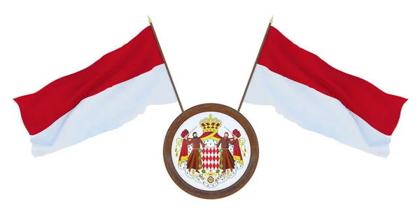 Nationale Vlag Het Wapen Illustrationof Monaco Achtergrond Voor Editors Ontwerpers — Stockfoto