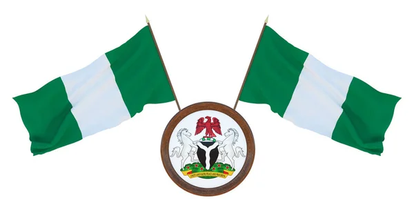 Státní Vlajka Znak Ilustrace Nigérie Pozadí Pro Editory Návrháře Státní — Stock fotografie