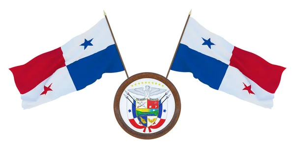 Bandera Nacional Escudo Armas Ilustración Panamá Antecedentes Para Editores Diseñadores —  Fotos de Stock