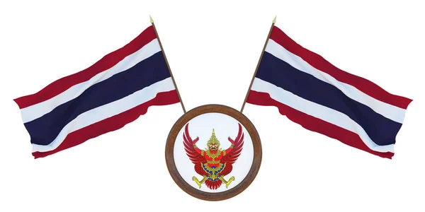 Bandera Nacional Escudo Armas Ilustración Tailandia Antecedentes Para Editores Diseñadores —  Fotos de Stock