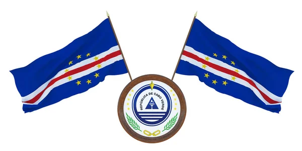 Bandera Nacional Escudo Armas Ilustración Cabo Verde Antecedentes Para Editores —  Fotos de Stock