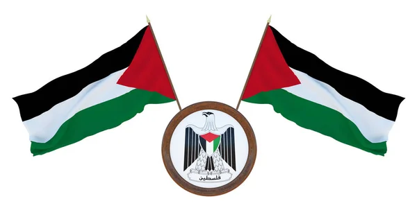 133 National Flag Coat Arms Illustrationof Palestine Background Editors Designers — Stock Photo, Image
