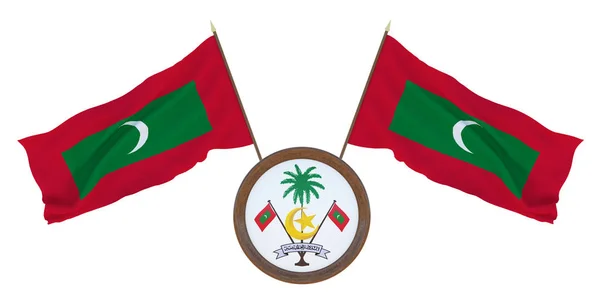 Bandeira Nacional Brasão Ilustração Das Maldivas Antecedentes Para Editores Designers — Fotografia de Stock