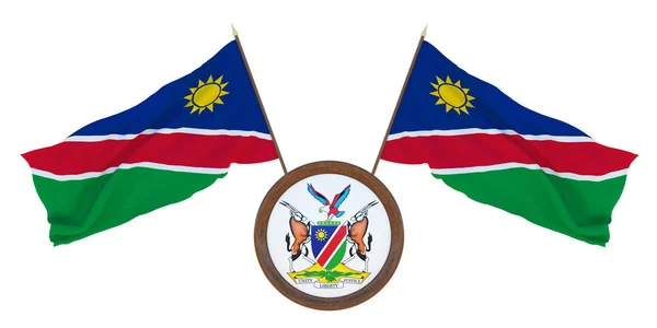 Nationale Vlag Het Wapen Illustrationof Namibië Achtergrond Voor Editors Ontwerpers — Stockfoto