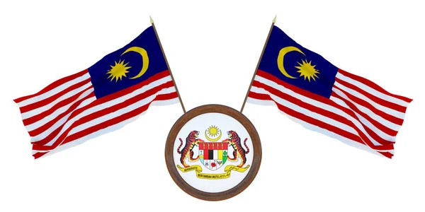 Flagga Och Den Vapensköld Illustrationof Malaysia Bakgrunden För Redaktörer Och — Stockfoto