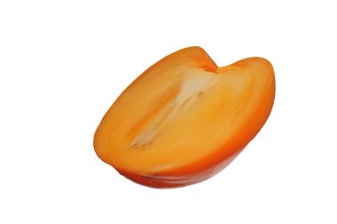  taze hurma yarısı. Beyaz arka plan üzerinde izole