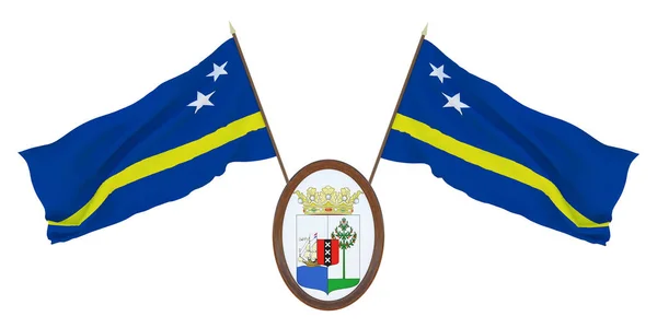 National Flag Coat Arms Illustration Kuracao Background Editors Designers National — Φωτογραφία Αρχείου