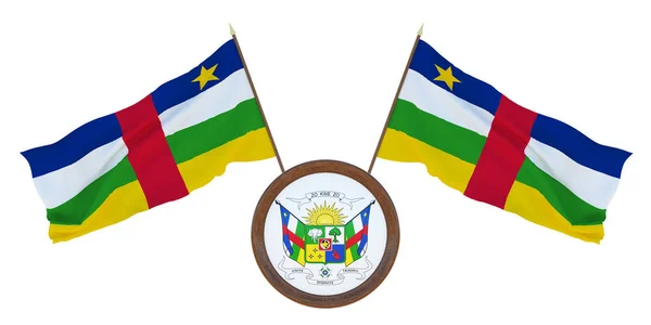 Nationalflagge Und Das Wappen Der Zentralafrikanischen Republik Hintergrund Mit Flagge — Stockfoto