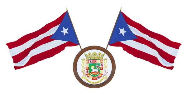 国旗和徽章3D Puerto Rico 编辑和设计人员的背景 国庆节 — 图库照片