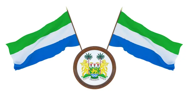 National Flag Coat Arms Illustration Sierra Leone Background Flag Sierra — Stock Photo, Image