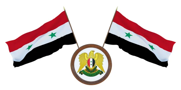 Bandeira Nacional Brasão Armas Ilustração Síria Antecedentes Para Editores Designers — Fotografia de Stock