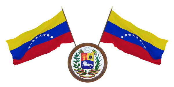 Nationalflagge Und Das Wappen Illustration Von Venezuela Hintergrund Für Redakteure — Stockfoto